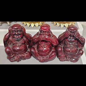 Red Laughing Buddha Figurines Set